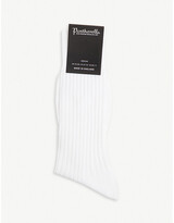Thumbnail for your product : Pantherella Mens Sky Blue Striped Ribbed Cotton Blend Socks, Size: M
