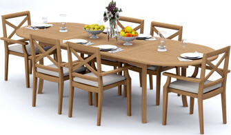 Rosalind Wheeler Damarrea Oval 82'' L Outdoor Dining Set