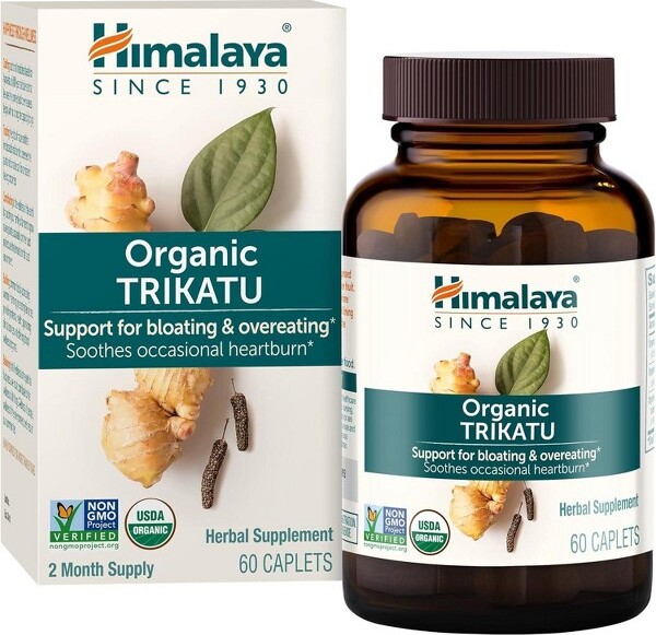 Himalaya HimalayaOrganicTrikatu,HerbalSupplementforOccasionalHeartburn,DigestiveSupport,Non-GMO,USDAOrganic,Vegan,60Plant-BasedCaplets