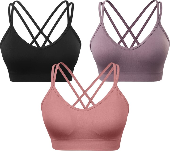  Strappy Sports Bra Sexy Bralettes For Women Criss Cross Bras  Rave Top Hot Pink M