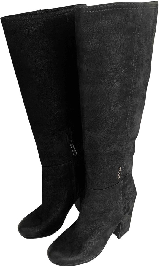 prada black suede boots