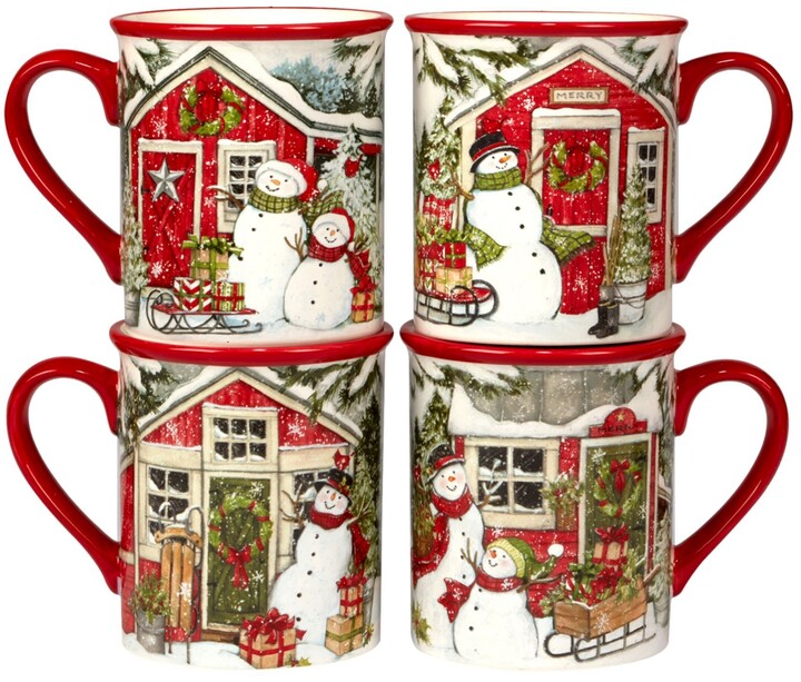 Certified International Holiday Magic Gingerbread 16 oz. Mugs, Set of 4, 4  Count (Pack of 1), Multicolor