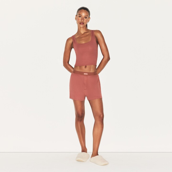 SKIMS Cotton Rib Loose Boxer | Redwood