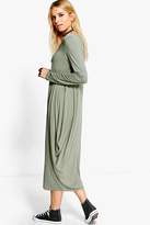 Thumbnail for your product : boohoo Branwen Long Sleeved Drape Midi Dress