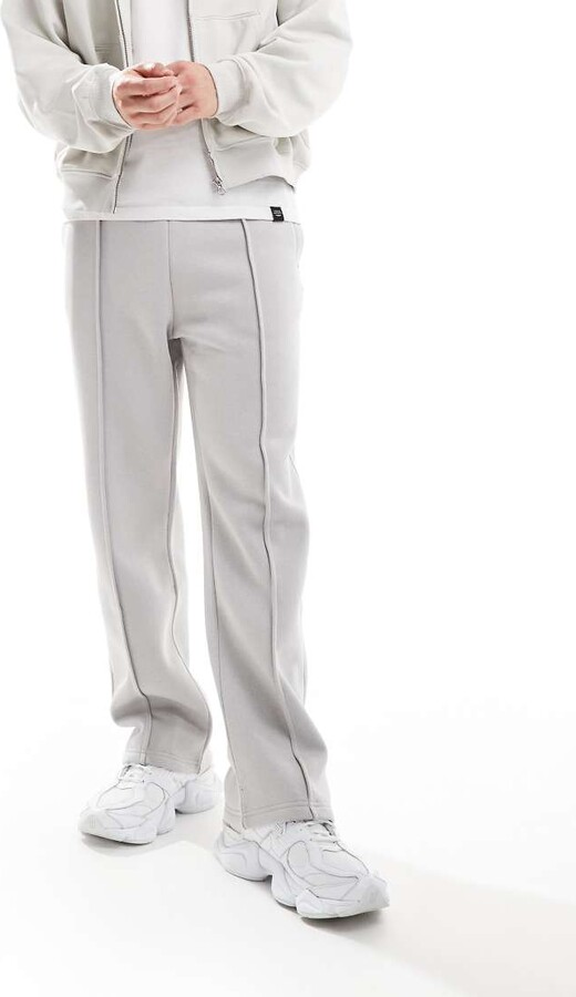 Bershka wide leg pintuck sweatpants in gray - ShopStyle
