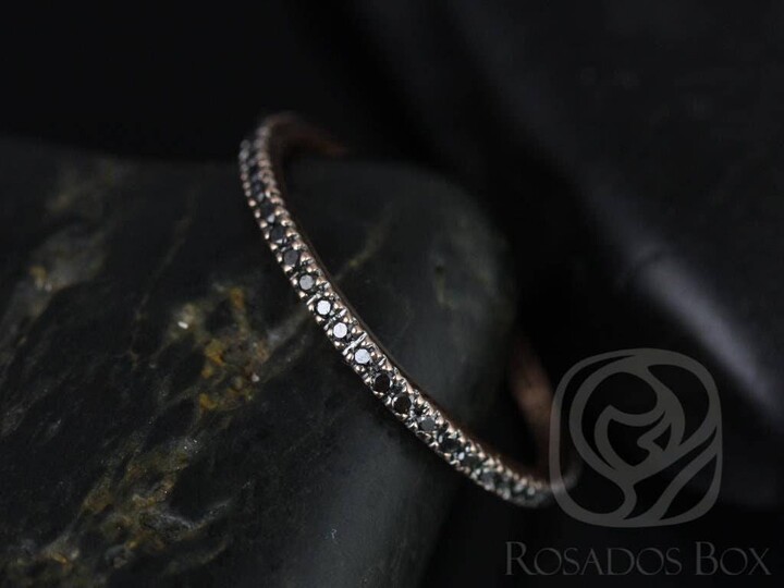 Etsy Rosados Box Ready To Ship Ninette 14Kt White Gold Ultra Thin Black Diamond Full Eternity Band