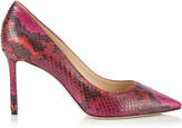 ROMY 85 Cerise and Red Dégradé Painted Python Pointy Toe Pumps