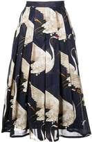 Thumbnail for your product : Samantha Sung Zeller crane print pleated skirt