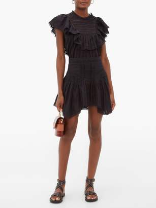 Etoile Isabel Marant Pleyel Ruffled Striped Cotton Blouse - Womens - Black