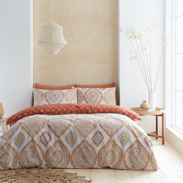 Pineapple Elephant Ziri 100 Cotton Terracotta Duvet Cover and