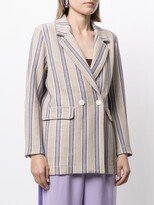Thumbnail for your product : Coohem Double-Breasted Tweed Striped Blazer