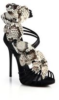 Thumbnail for your product : Giuseppe Zanotti Satin & Snakeskin Flower Sandals