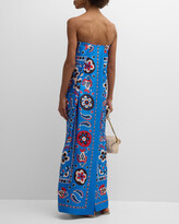 Thumbnail for your product : Tory Burch Strapless Floral-Print Silk Twill Maxi Dress