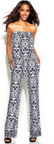 Thumbnail for your product : INC International Concepts Petite Sleeveless Printed Smocked Jumpsuit