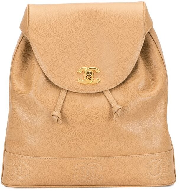 Chanel Beige Leather Backpack Bag (Pre-Owned)