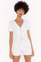 Thumbnail for your product : Womens Belt Your Bottom Dollar Denim Zip Playsuit - white - L