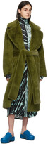 Thumbnail for your product : Proenza Schouler Green White Label Faux-Fur Belted Coat