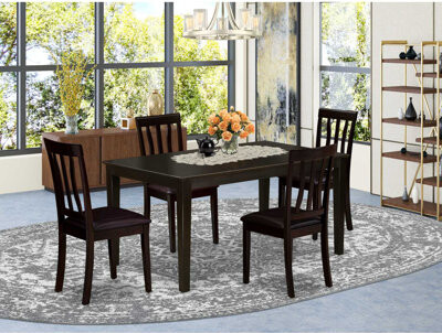 Red Barrel Studio 5-Piece Cappuccino Solid Wood Top - Dining Room Set - Seats 4