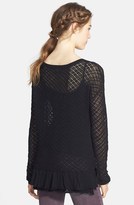 Thumbnail for your product : Frenchi Pointelle Ruffle Hem Pullover (Juniors)