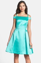Thumbnail for your product : Isaac Mizrahi New York Off Shoulder Mikado Fit & Flare Dress