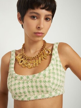【送料&関税込】Moschino Logo Lettering Charm Detailed Neckl Moschino Logo Lettering Charm Collar Necklace in Metallic