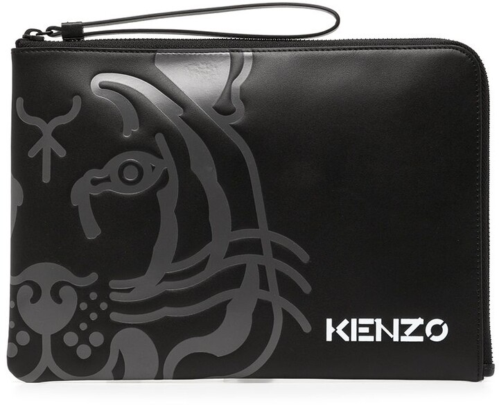 Kenzo Black Leather Clutch | Shop the world's largest collection 