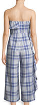 Thumbnail for your product : Endless Rose Strapless Ruffled Plaid Jumpsuit