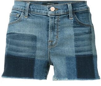 J Brand checked denim shorts