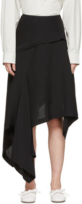 Lanvin Black Silk Asymmetric Skirt