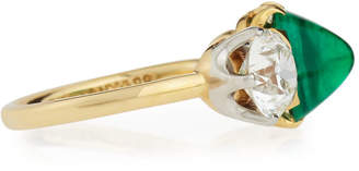 Tiffany & Co. NM Estate Estate Edwardian Sugarloaf Emerald & Diamond Ring, Size 6