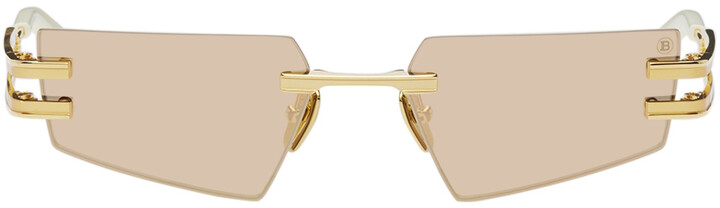 Balmain Sunglasses With Logo Men's Gold - ShopStyle