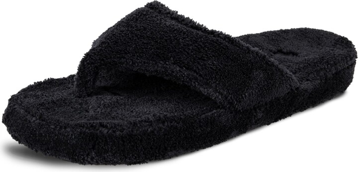 Acorn Women's Spa Thong Slippers with Cloud Contour Comfort - Arch Support and Plush Fluffy Terry Lining