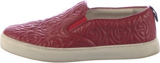 Louis Vuitton Red Canvas And Leather Slip On Sneaker Size 37 Louis