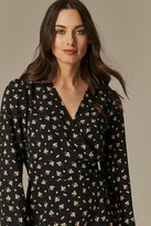 Thumbnail for your product : Wallis Black Floral Print Tiered Midi Wrap Dress