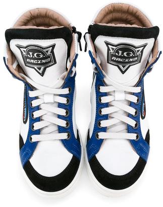 John Galliano racing hi-top sneakers - kids - Calf Leather/Leather/rubber - 29
