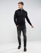 Thumbnail for your product : ASOS DESIGN midweight half zip sweater in black