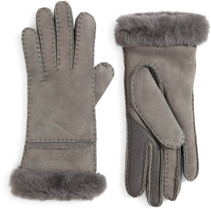 UGG Seamed Touchscreen Compatible Genuine Shearling Lined Gloves - ShopStyle