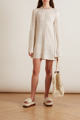 Chloé Crochet-knit Cashmere, Wool And Silk-blend Mini Dress  