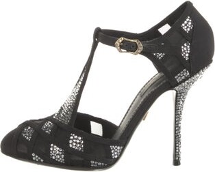 Dolce & Gabbana Patterned Mesh Accents T-Strap Pumps