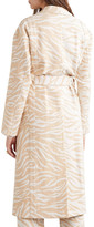 Thumbnail for your product : Sally LaPointe Belted Double-breasted Cotton-blend Zebra-jacquard Coat