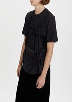 Thumbnail for your product : Simone Rocha Flower Smocked Cotton T-Shirt Black Size: X-Small