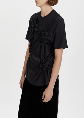 Simone Rocha Flower Smocked Cotton T-Shirt Black Size: X-Small