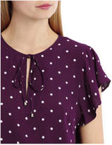 Thumbnail for your product : Miss Shop Flutter Sleeve Tie Neck Top - Spot