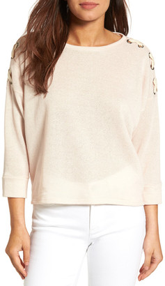 Caslon Lace-Up Sleeve Sweatshirt