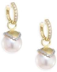 Jude Frances Provence Diamond& 10MM White Pearl Earring Charms