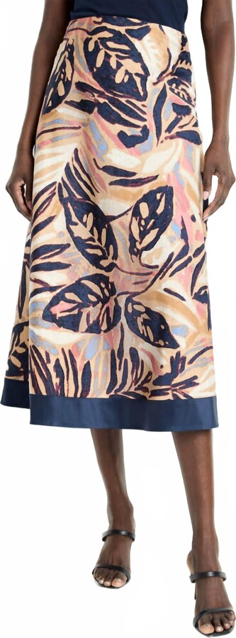 Nic+Zoe Terracotta Garden Midi Skirt In Neutral Multi