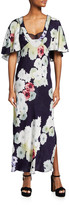 Thumbnail for your product : Jason Wu Collection Floral-Print Satin Flutter-Sleeve Midi Dress