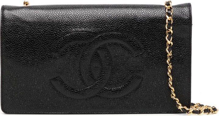 Chanel Wallet On Chain 20K Black Quilted Caviar French New Wave CC with  light gold hardware