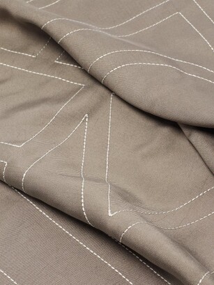 Totême Monogram-embroidered Silk-twill Scarf - Grey