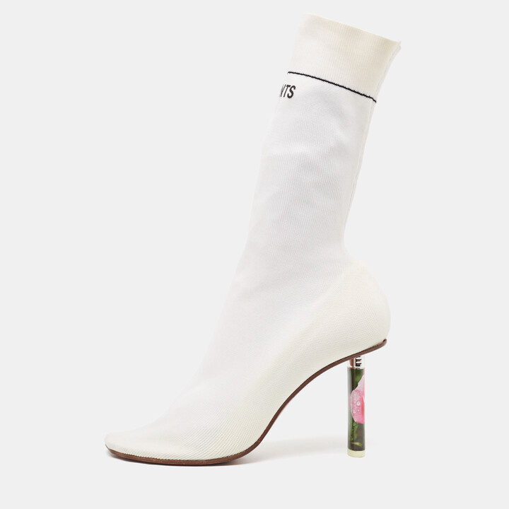 Vetements Sock Runner Size 39 White Knit Fabric Ankle Length Boots